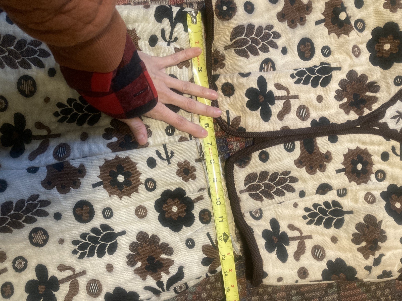 2pc Vest Pants suit Set Womens S Brown Tapestry bell bottom 70s Floral Vtg daisy