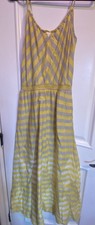 Anthropologie Lilka Maxi Dress S Yellow Grey Stripe Sleeveless Pockets Lined EUC