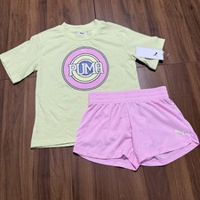 Puma Girls 2 Piece Matching Outfit Set Shirt and Shorts Size 6 New
