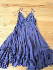 Free People Adella Small Lace Crochet Dress gray Purple