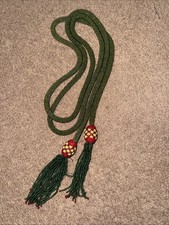 Antique Beaded Tassel Belt Green 74  Long