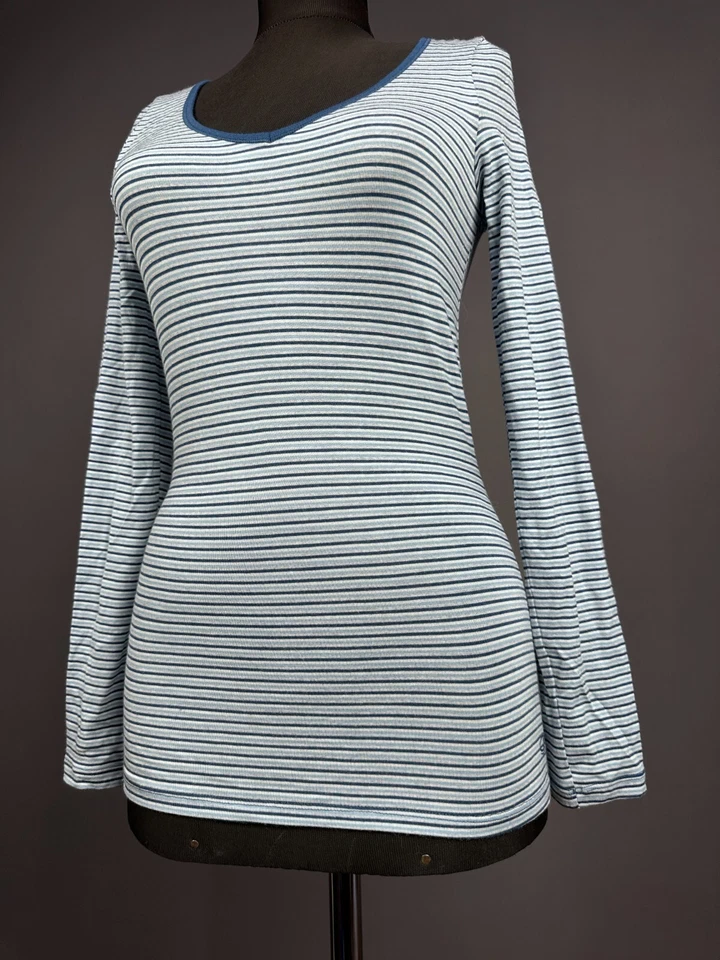 Camiseta Icebreaker Mujer Azul Lana Merino Manga Larga Rayas Exterior Top Talla XS Foto 4 de 4