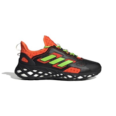 Size 9- Adidas Men's Web Boost Running Shoes, Black/Orange.
