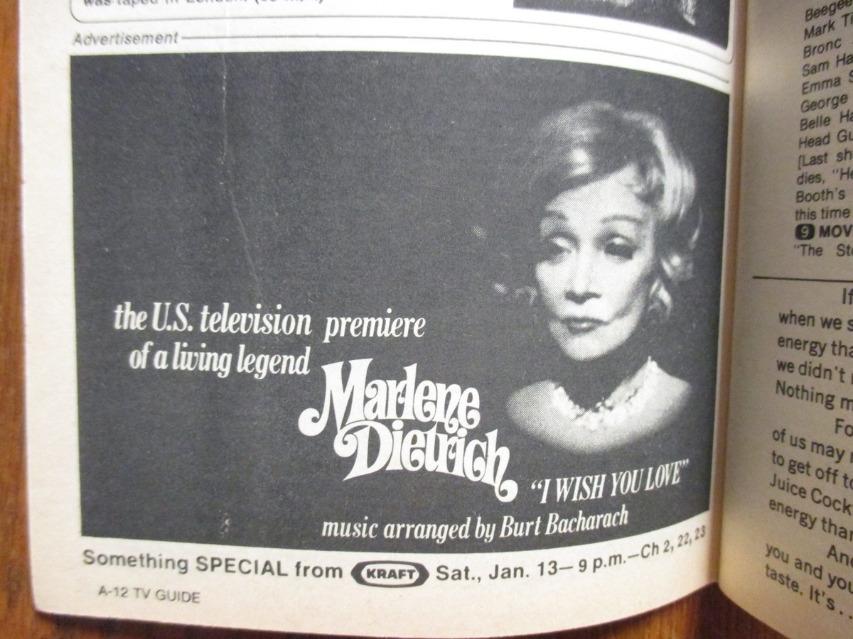 January 13-1973 TV Guide (SUSAN DEY/MARLENE DIETRICH/ROBERT VAUGHN