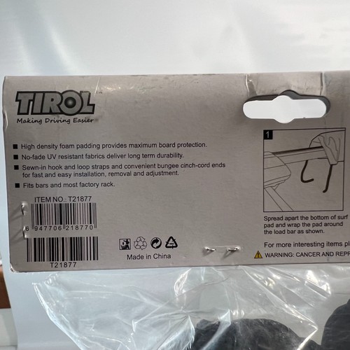 Tirol Soft Car Roof Rack Pads for Surfboard Kayak SUP Snowboard T21877 New - Picture 5 of 6