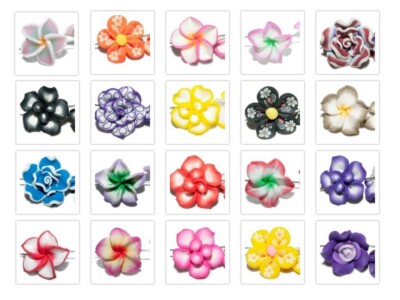 FIMO Blume Blümchen 3D, 2 Stück, 20 mm, Perle Polymer Clay Cabochons bunt 