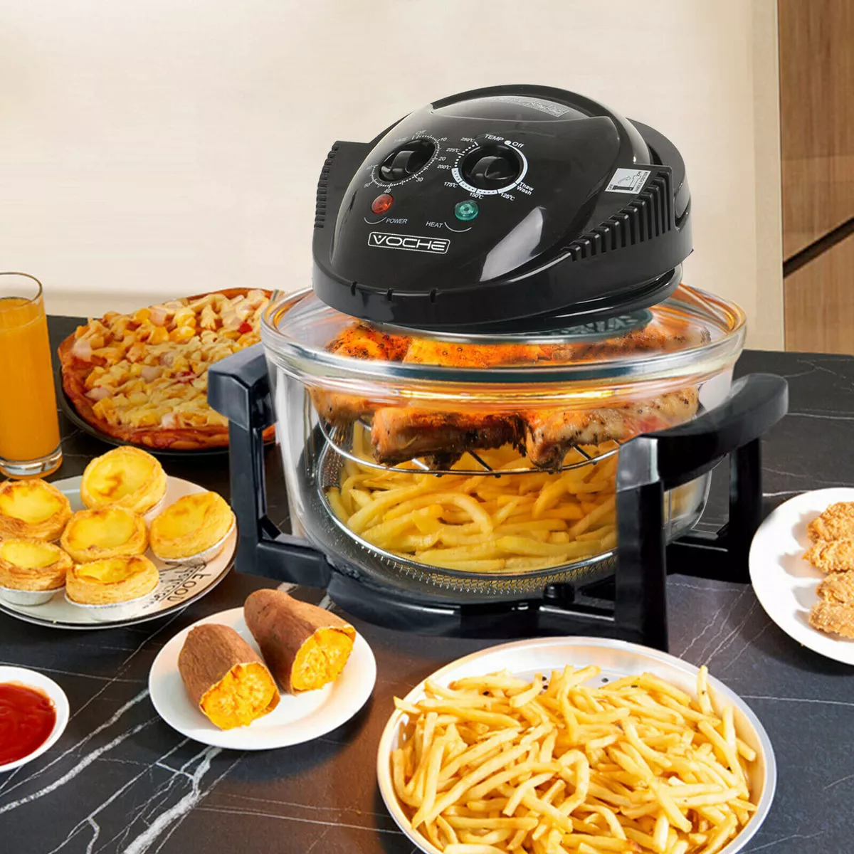 Halogen Oven Air Fryer 1400W Electric Multi Function Convection Cooker 17 Litre