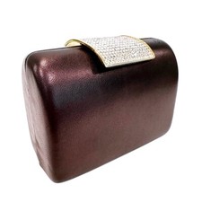 Inge Christopher Vintage Elegant Rhinestone Clutch Chain Strap Women's Purple