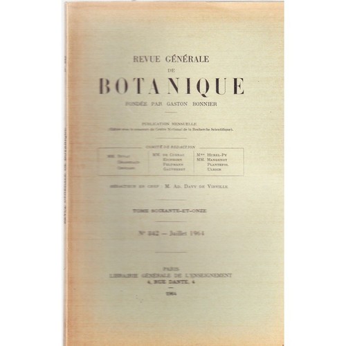 REVUE GÉNÉRALE de BOTANIQUE par Gaston BONNIER N°842 Juillet 1964 Illustré E.O - 第 1/1 張圖片