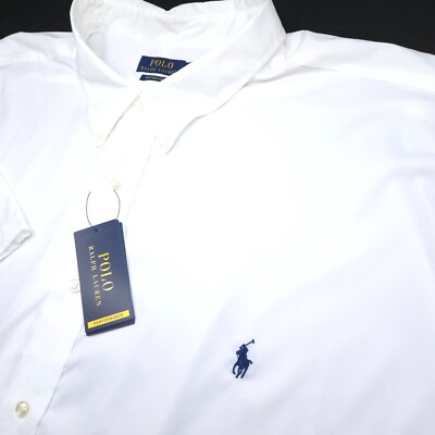 POLO RALPH LAUREN PERFORMANCE BUTTON SHIRT -5XB BIG 5XL WHITE