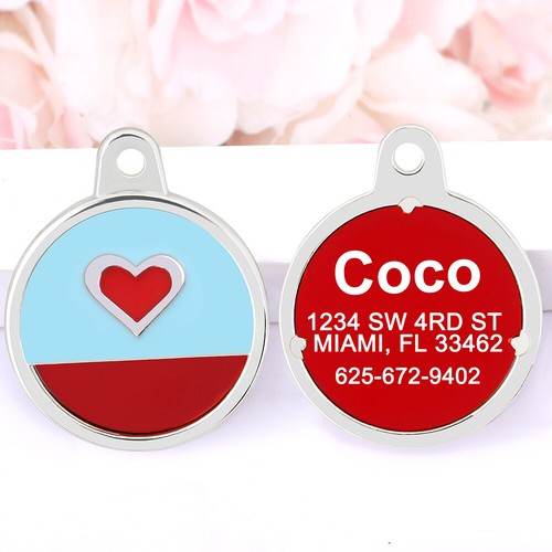 Personalized Dog Tag Engraved Pet Puppy Cat ID Name Round Tags Bone/Paw Pattern - Picture 4 of 22
