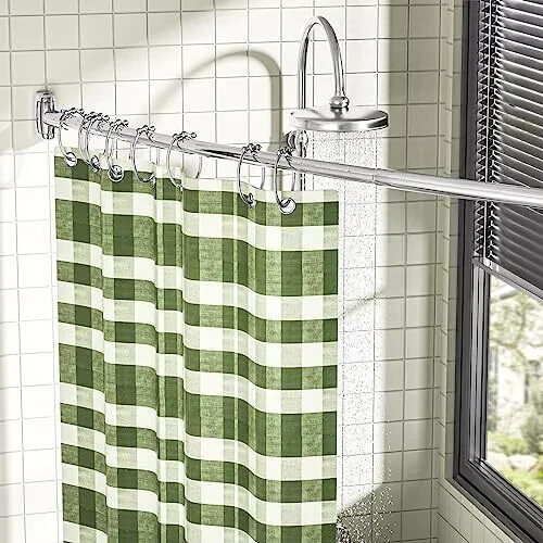 Verstellbare gebogene Duschvorhangstange 38 bis 72 cm rostfrei Badezimmerstange - Bild 8 von 8