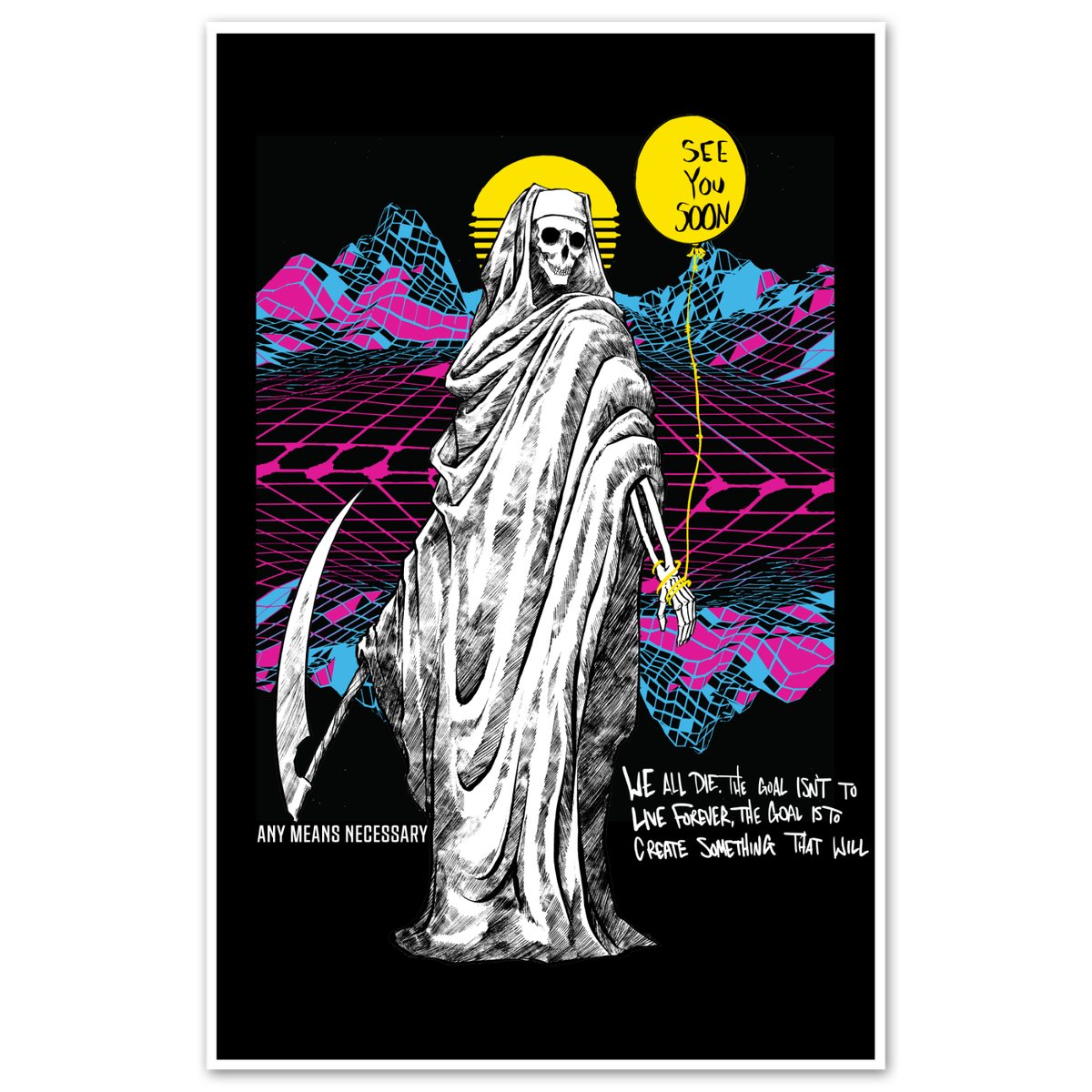 See You Soon Grim Reaper Death Vintage 80s Poster Print Original