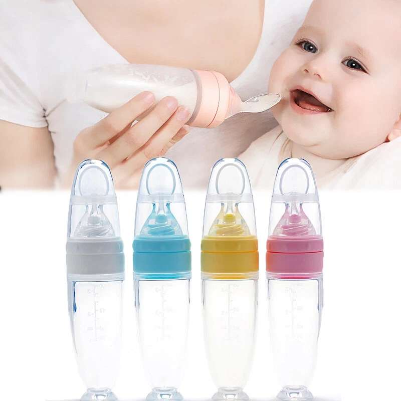 Baby Silicone Squeeze Baby Food Feeder Bottle Spoon Food Rice