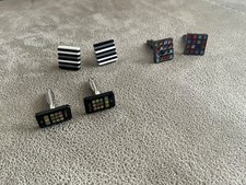 3 pairs of Men s silver cufflinks - excellent...