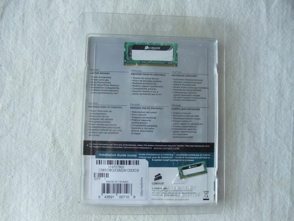 CORSAIR  LAPTOP MEMORY 8 GB - 2x4GB  DDR3-1333 MHZ-  CMS08GX3M2AI333C9 - Image 2 of 2