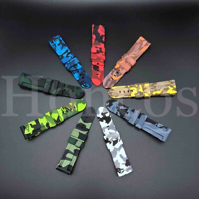 22 24 26 mm Camo Rubber Band Strap Fits for Panerai PAM Watch