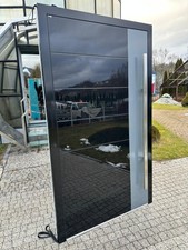 Modern design front door with black glass panel - to any size - Aluminium Schüco