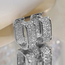 Silver Plated Hoop Earrings With Cubic Zirconia Hip Hop Jewelry Unisex, Women