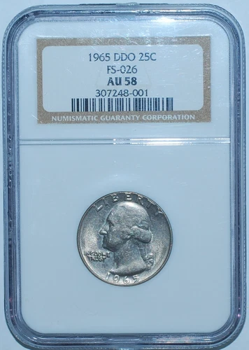1965 NGC AU58 DDO FS-101 Doubled Die Obverse Washington Quarter