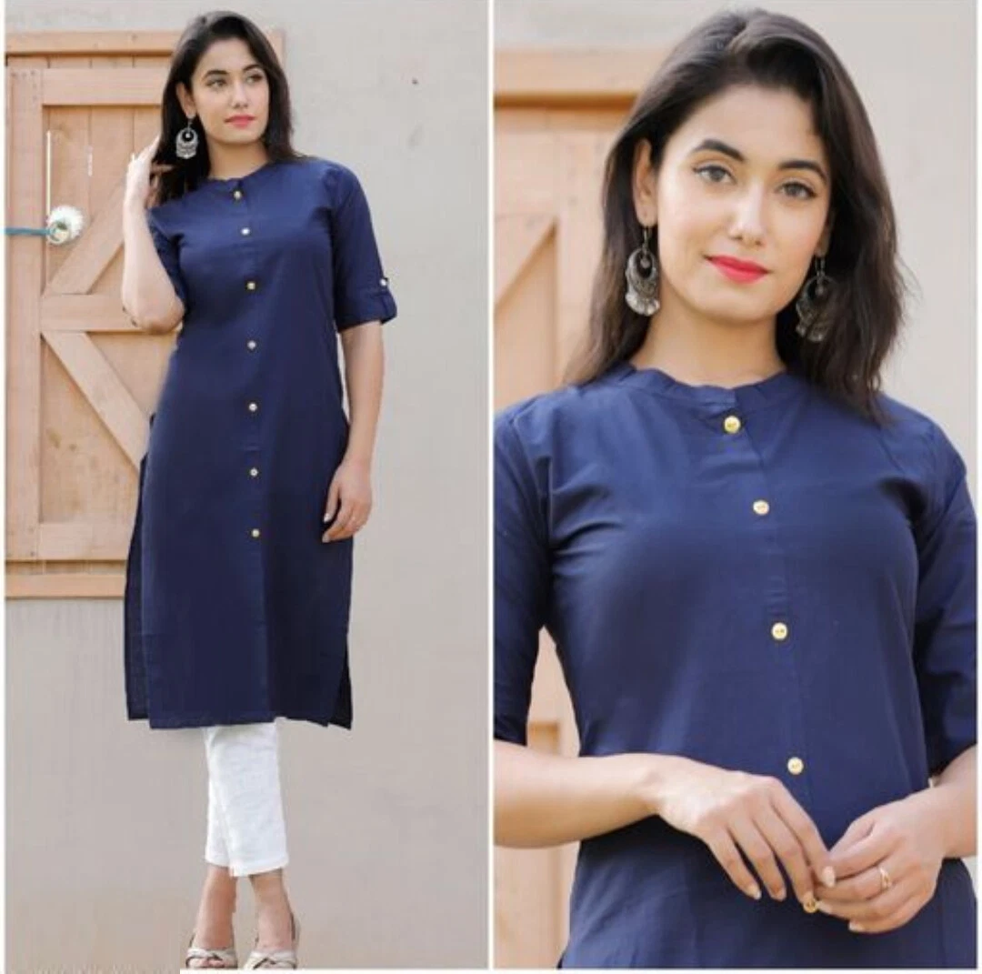 Women Rayon Leaf Printed Straight Fit Kurti Only – Mirchi Fashion