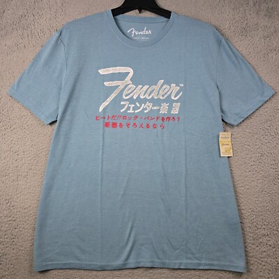 LUCKY BRAND FENDER Shirt MENS 2XL XXL BLUE STRAT Guitars Amps RETRO LOGO NWT B