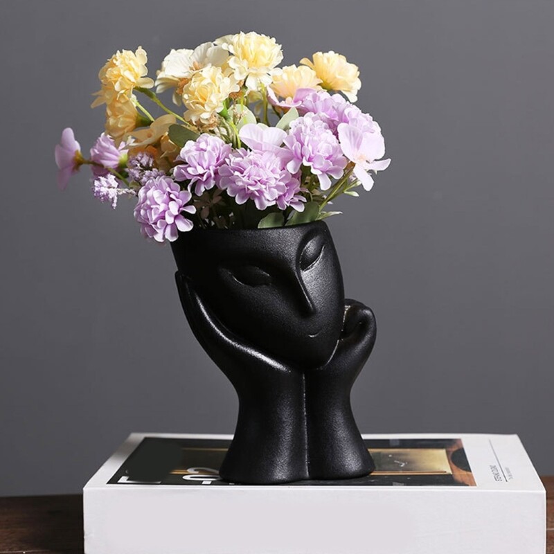 Face Girl Pen Holder Flower Pot Resin Mold Succulent Planter Making