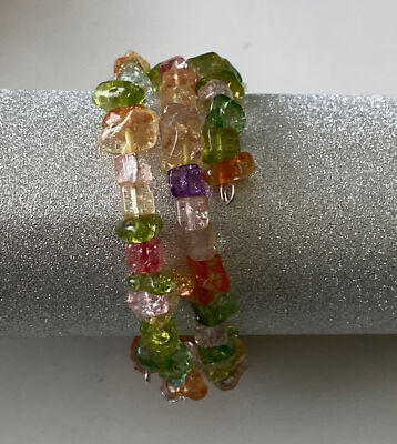 Memory Wire Wrap Quarz Chips Edelstein Armband