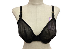 JOYSPUN Unlined Full Coverage Natural Lift Underwire Mesh Black BRA Sz 42C 