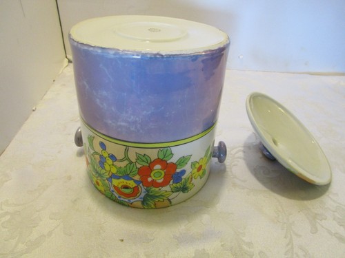 Ancien POT A BISCUITS BISCUITS PORCELAINE LUSTRE TAKITO peint main Japon années 30 - Photo 7/12