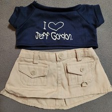 BUILD-A-BEAR WORKSHOP Jeff Gordon Shirt  Khaki Skirt Clothes Outfit BABW