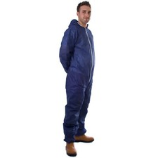 Disposable Coveralls XL Overalls Hood Protective Boiler Suit Blue XL TWIN PACK