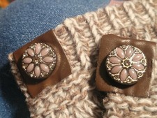 Ginger Snap Swiss Knit Boot Topper In Brown/Gray  Cream 2 Snaps NIP Original