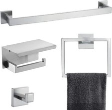 4-Piece Bathroom Hardware Set Premium Stainless Steel Bath Towel Bar Sets Wall