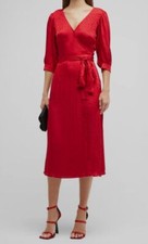 $165 Michael Kors Women's Red Cheetah Jacquard Self-Tie Midi Wrap Dress Size S