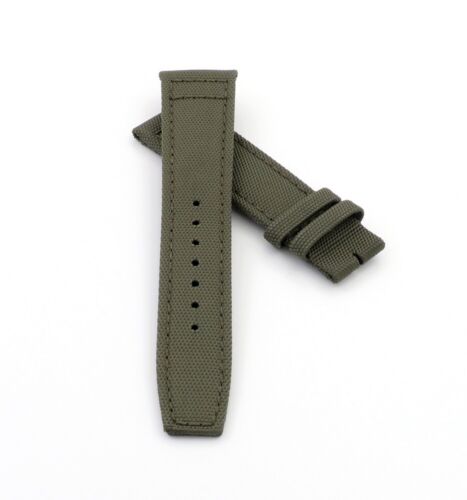 Bracelet de montre en cuir toile nylon modèle Ingelheim-OS vert 20 mm, compatible IWC - Photo 1/3