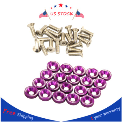 JDMSPEED 20PCS CNC BILLET ALUMINUM FENDER WASHER ENGINE BAY DRESS UP KIT PURPLE