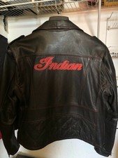 Indian Motorcycle Leather Jacket Womens 2x Black With Red Lettering