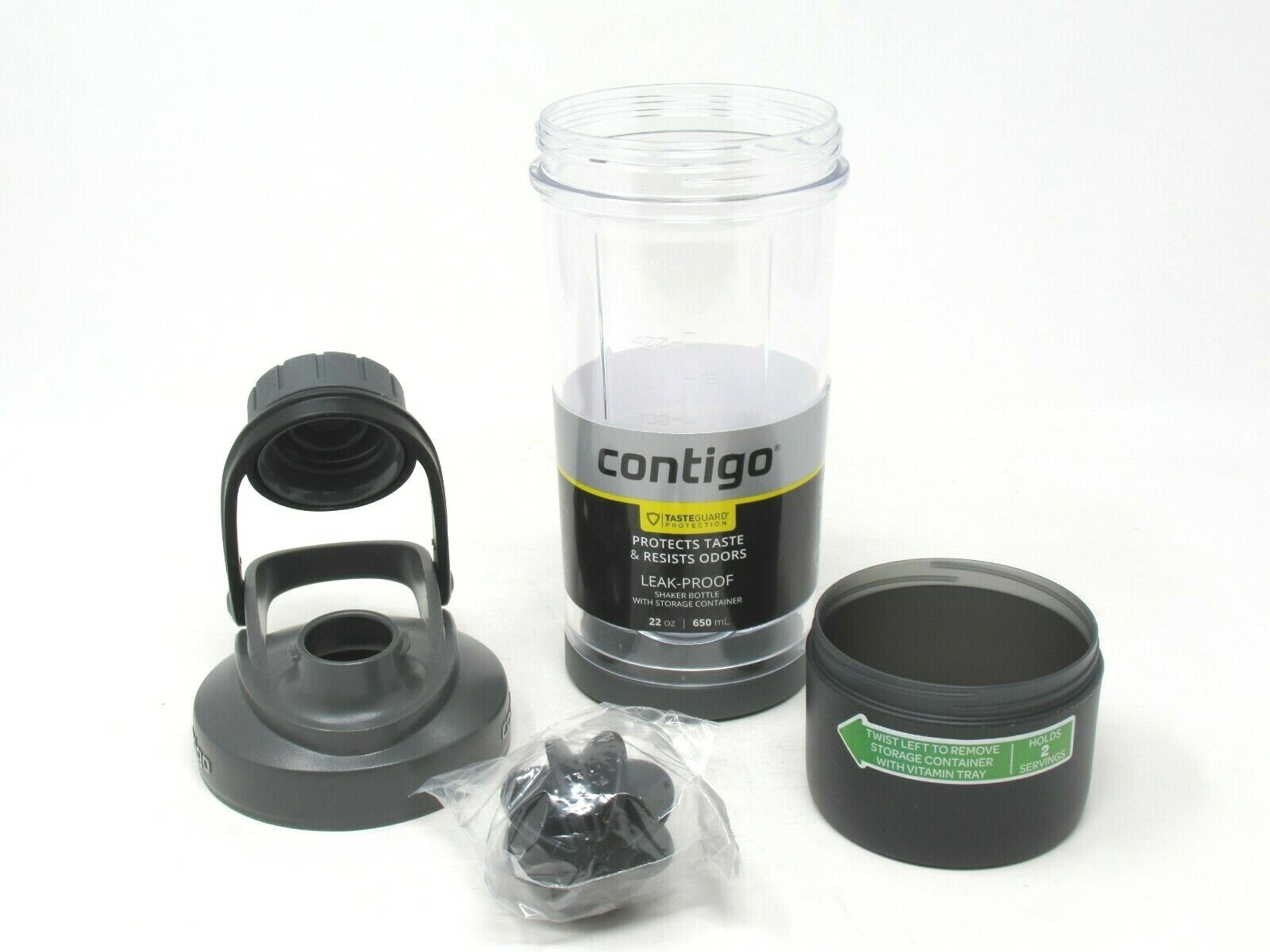 Contigo Shake & Go Tritan Mixer Bottle With Storage Container 22oz BPA Free 
