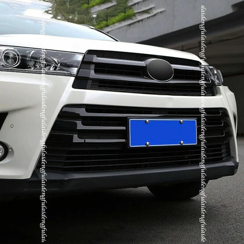 For Toyota Highlander 2017-2019 Piano Black Front Bumper Grille Grill Cover Trim - Picture 2 of 13