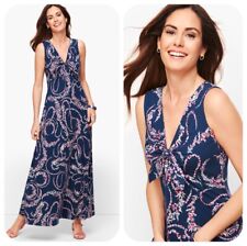 NEW TALBOTS Tie Front Floral Swirl Maxi Dress XL, navy blue, cotton blend $109