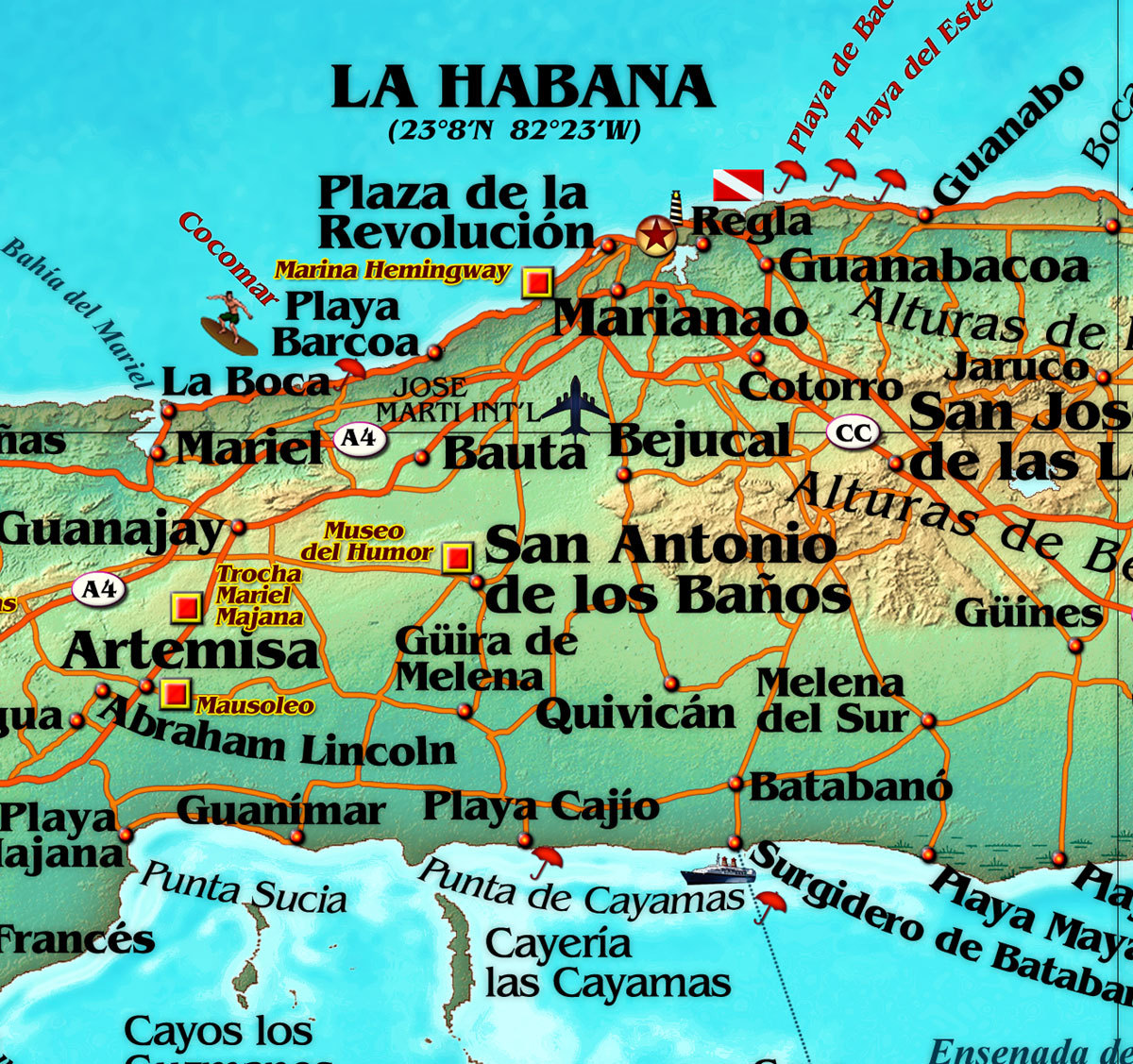 Pictorial Map Of Cuba 23.4x16.5 Inches - Laminated Educational Wall Map