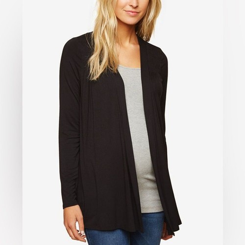 Motherhood Maternity || Open Front Black Solid Cardigan Size Small