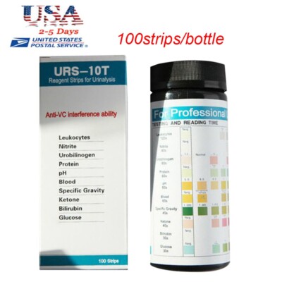 100 Strips URS-10T Urine Specimen 10 Parameter Urinalysis Reagent Test Strip CE