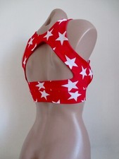 Schminke      red  white Stars crop top dance clothing festival cut out polewear