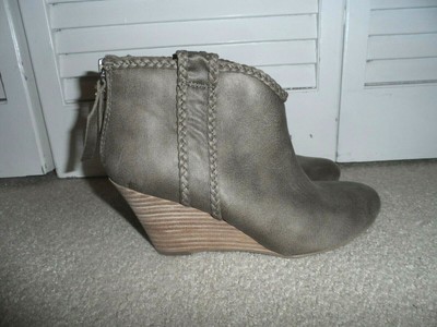 olive wedge booties