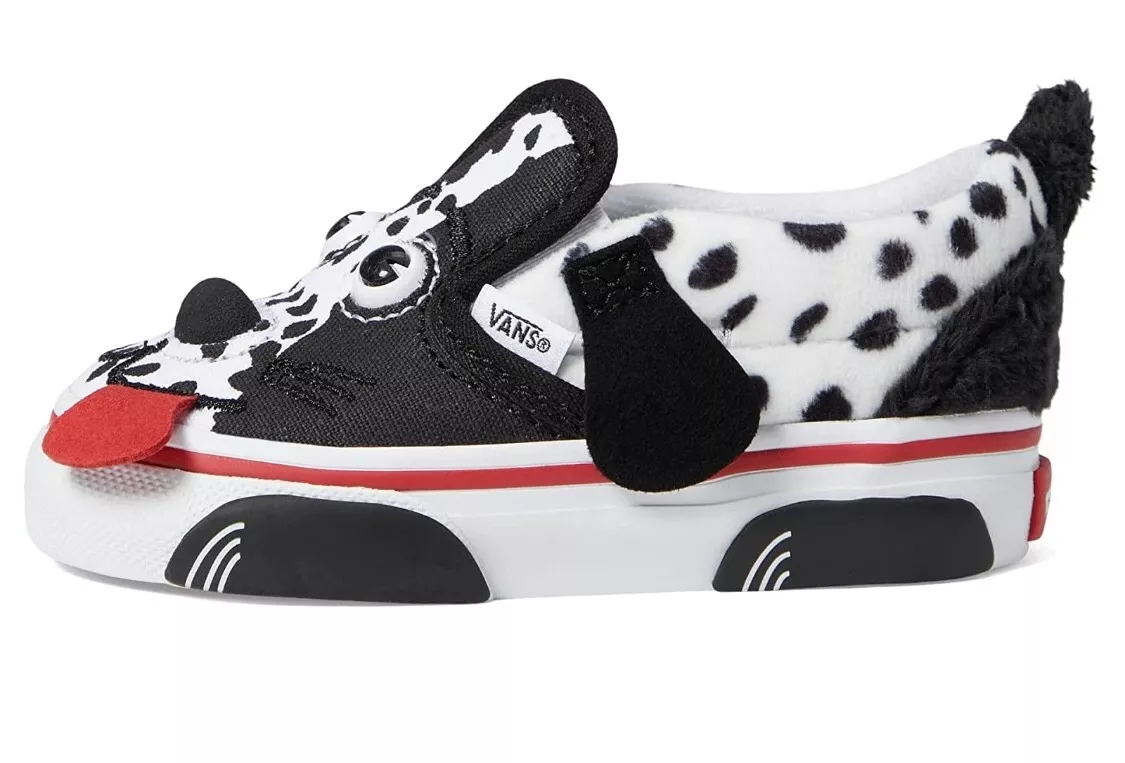 Vans dog slip on v infant toddlers shoes black white sz 8 9 10 NWB