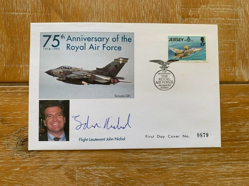JERSEY 1993 FDC RAF TORNADO GR1 SIGNED JOHN NICHOL GULF WAR PRISONER LTD EDITION