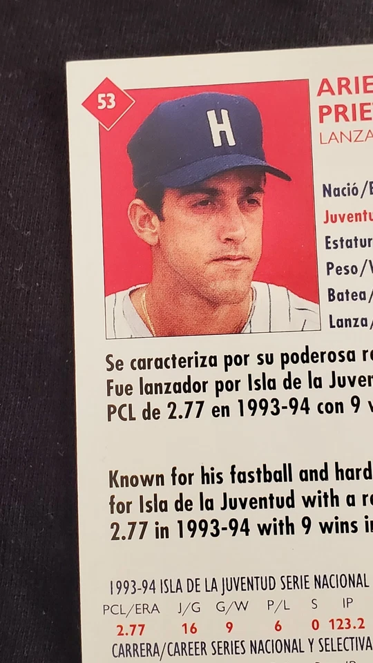  ARIEL PRIETO 1994 CUBAN LEAGUE #53 MINT CARD - Image 3 of 4