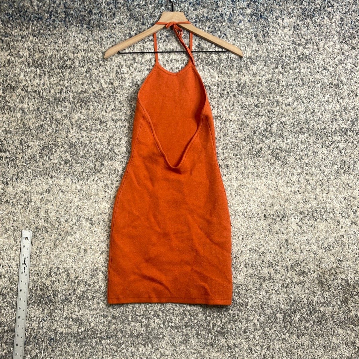 open lace back dress Burnt Orange Halterneck Tie Waist Skater Mini Dress – AX Paris main image 1